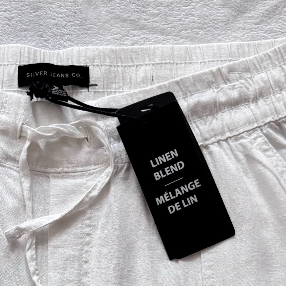 SILVER JEANS Charlotte High Waisted Straight Leg White Cargo Jogger--NWT--L - Picture 4 of 16